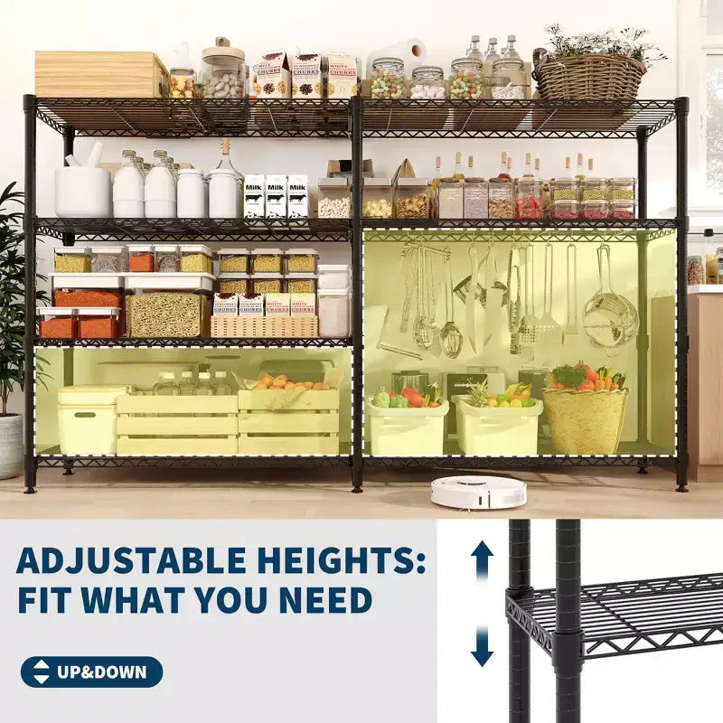 COZONY 4/5-Tier Heavy Duty Metal Shelving Unit, Adjustable Storage Shelves, Convertible Design, Garage, Kitchen, Warehouse