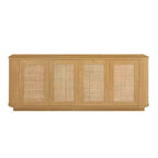 64 Japandi Rattan TV Stand, Media Console with Fluted Rounded Corners and 4 Cane Doors - Panipeachy