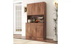 TUYOHW 6-Door Storage Cabinet, 70.87 Tall Wardrobe & Kitchen Cabinet with Drawer & Open Shelf, MDF Kitchen Pantry Cabinet & Bedroom Hutch