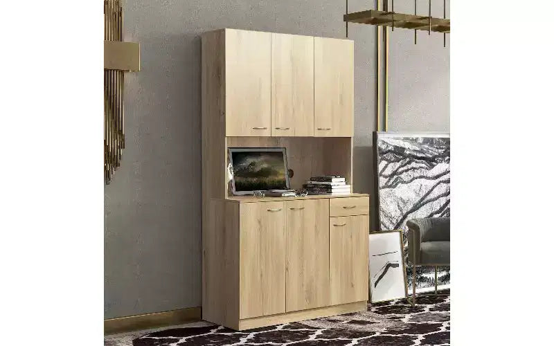 TUYOHW 6-Door Storage Cabinet, 70.87 Tall Wardrobe & Kitchen Cabinet with Drawer & Open Shelf, MDF Kitchen Pantry Cabinet & Bedroom Hutch