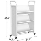 COZONY Heavy-Duty Single Sided V-Shape Rolling Book Cart with Locking Wheels for Office, School & Home