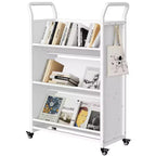 COZONY Heavy-Duty Single Sided V-Shape Rolling Book Cart with Locking Wheels for Office, School & Home
