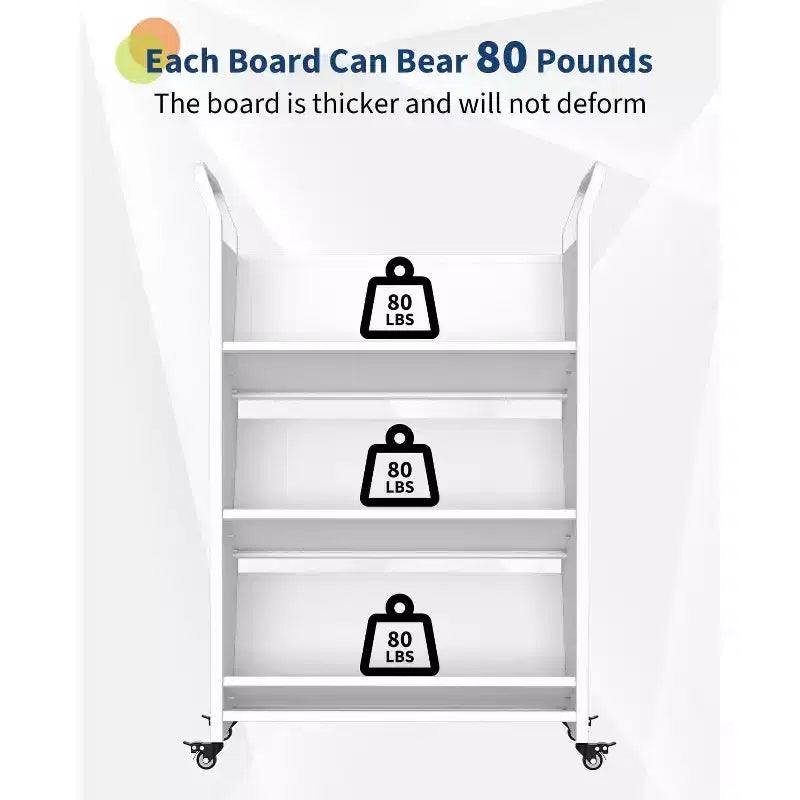 COZONY Heavy-Duty Single Sided V-Shape Rolling Book Cart with Locking Wheels for Office, School & Home