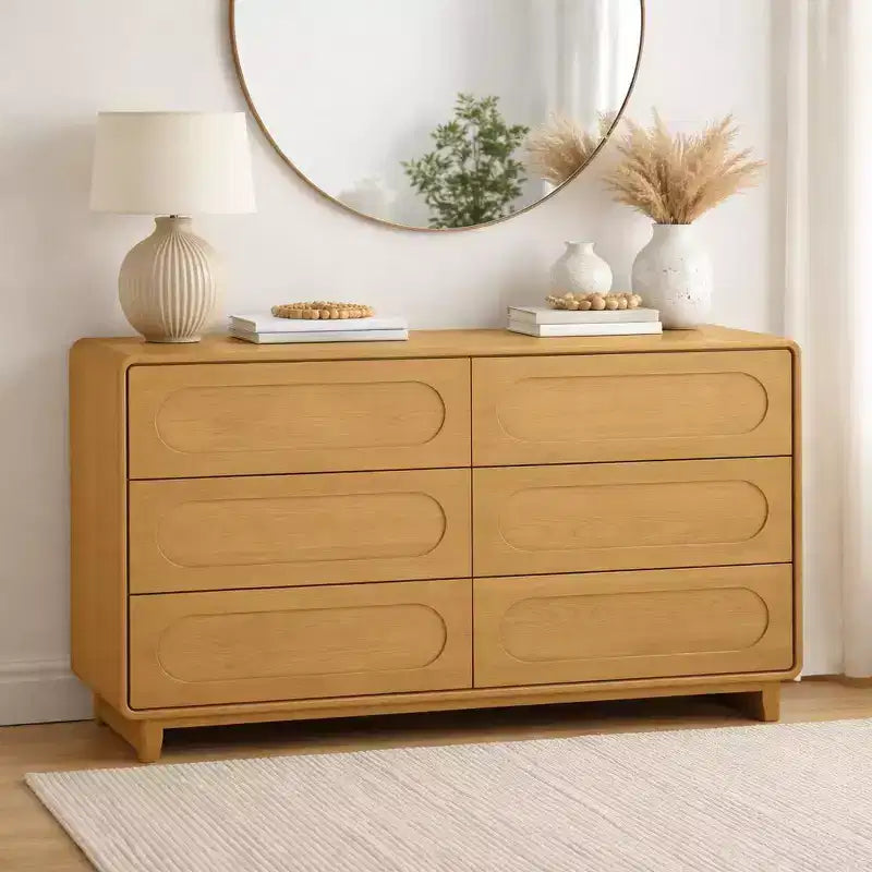 Teamson Home Tenley Modern 6-Drawer Wood Dresser, Storage Cabinet with Push-Open Drawers