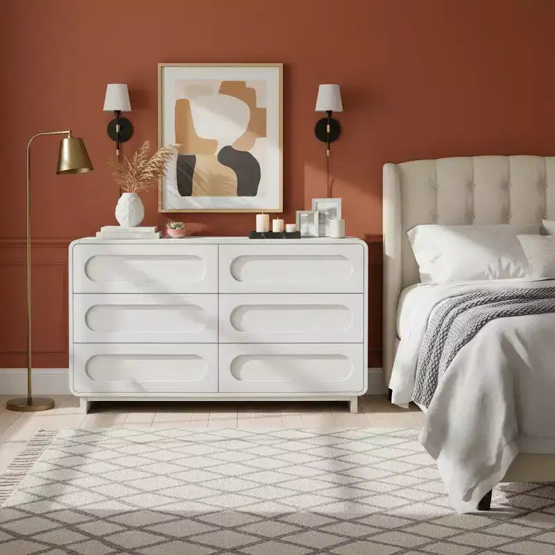 Teamson Home Tenley Modern 6-Drawer Wood Dresser, Storage Cabinet with Push-Open Drawers