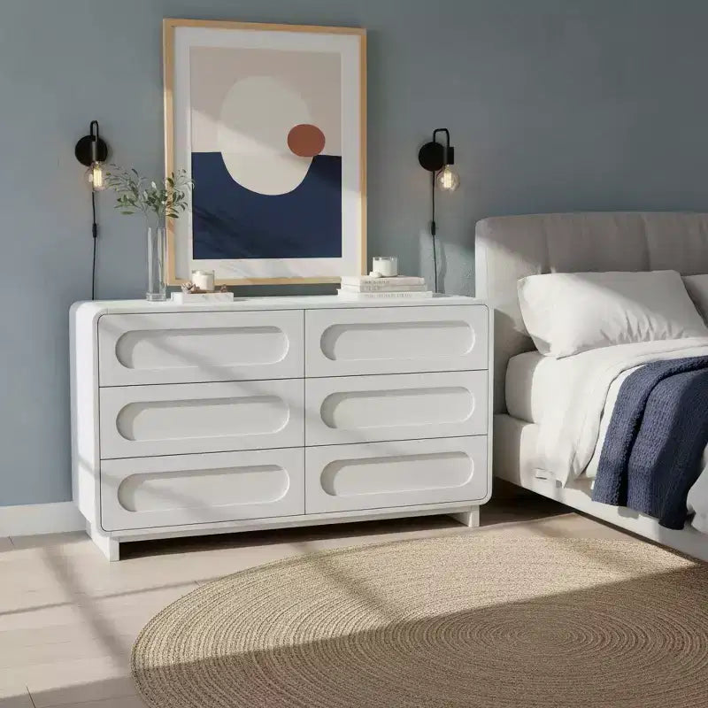 Teamson Home Tenley Modern 6-Drawer Wood Dresser, Storage Cabinet with Push-Open Drawers