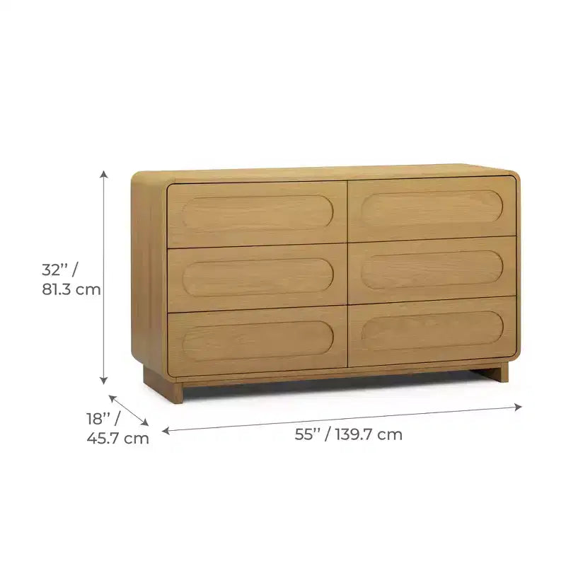 Teamson Home Tenley Modern 6-Drawer Wood Dresser, Storage Cabinet with Push-Open Drawers