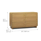 Teamson Home Tenley Modern 6-Drawer Wood Dresser, Storage Cabinet with Push-Open Drawers