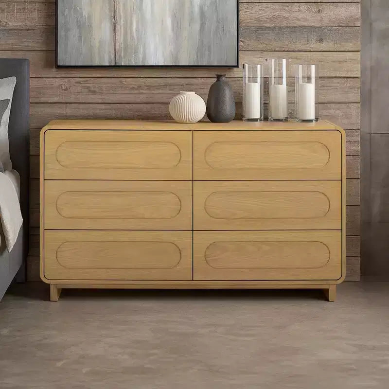Teamson Home Tenley Modern 6-Drawer Wood Dresser, Storage Cabinet with Push-Open Drawers