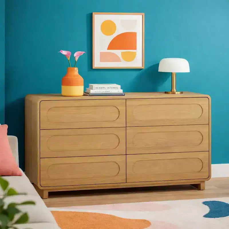Teamson Home Tenley Modern 6-Drawer Wood Dresser, Storage Cabinet with Push-Open Drawers