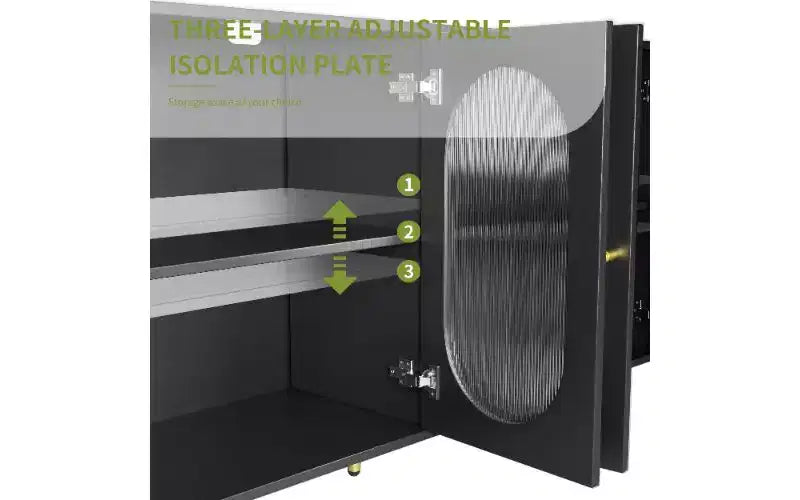 TUYOHW Modern Acrylic-Door Sideboard Cabinet, Pantry Cabinet Storage Cabinet with Detachable Shelves, Freestanding Storage Cupboard Console Table