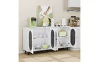 TUYOHW Modern Acrylic-Door Sideboard Cabinet, Pantry Cabinet Storage Cabinet with Detachable Shelves, Freestanding Storage Cupboard Console Table