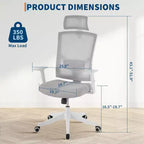 Ergonomic Mesh Desk Chair | Padded Headrest & Wheels | Gaming/Office Chair for E-Sport Room, Office, Bedroom