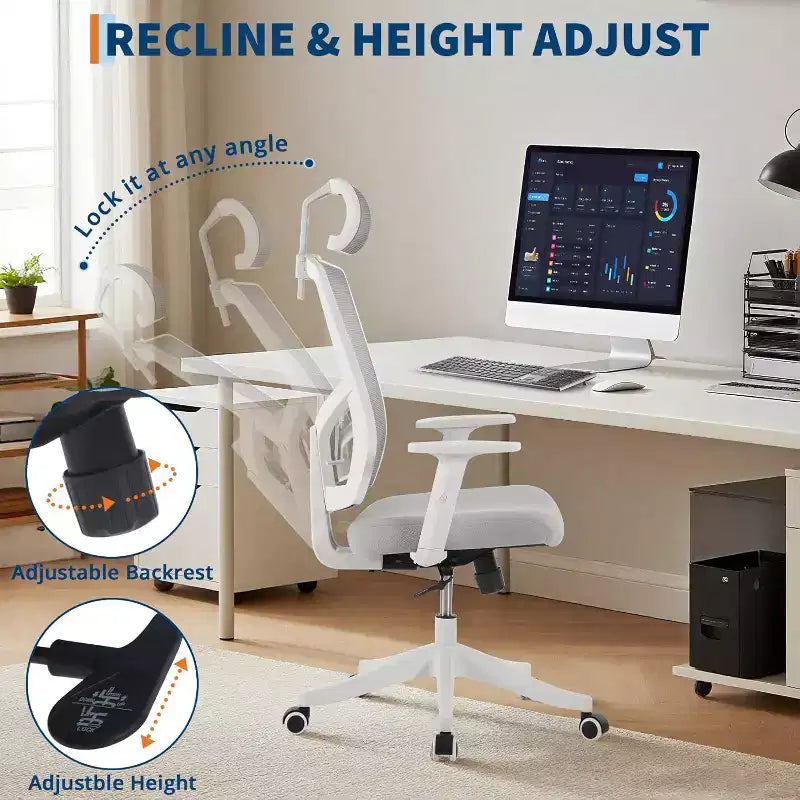 Ergonomic Mesh Desk Chair | Padded Headrest & Wheels | Gaming/Office Chair for E-Sport Room, Office, Bedroom