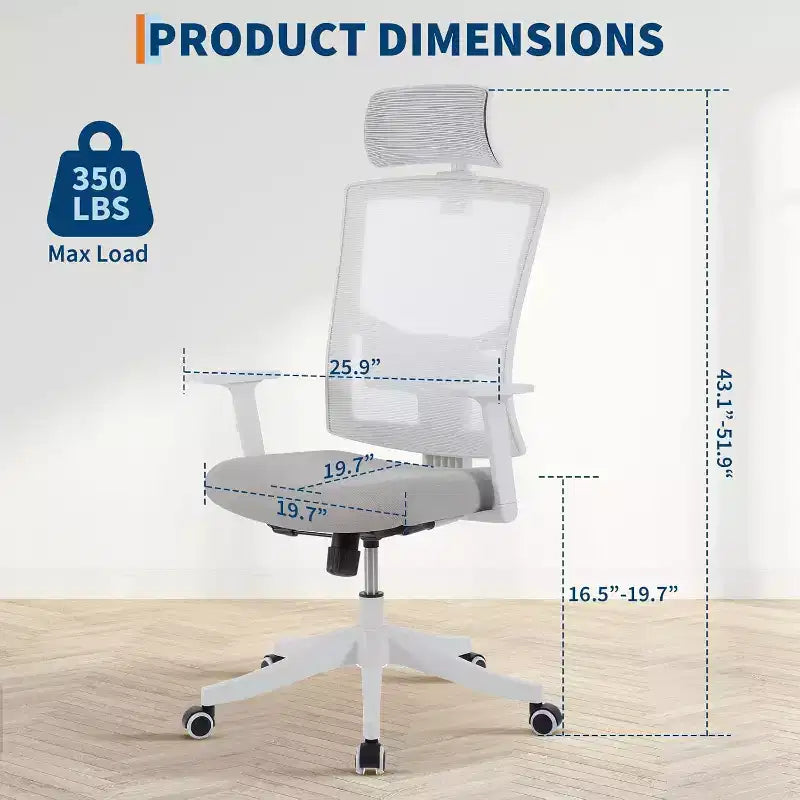 Ergonomic Mesh Desk Chair | Padded Headrest & Wheels | Gaming/Office Chair for E-Sport Room, Office, Bedroom