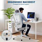 Ergonomic Mesh Desk Chair | Padded Headrest & Wheels | Gaming/Office Chair for E-Sport Room, Office, Bedroom
