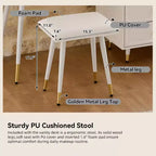 GDFStudio Ramon 4-Drawer Vanity Set with Stool, Dimmable Mirror, Power Outlet and Adjustable Side Cabinet