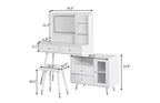 GDFStudio Ramon 4-Drawer Vanity Set with Stool, Dimmable Mirror, Power Outlet and Adjustable Side Cabinet