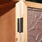 55 Vintage Farmhouse Highboard Cabinet, Tall Engineered Wood Storage Pantry with Floral Tile Pattern & Drawer - Panipeachy