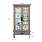 55 Vintage Farmhouse Highboard Cabinet, Tall Engineered Wood Storage Pantry with Floral Tile Pattern & Drawer - Panipeachy