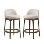 Christopher Knight Home Shinji Modern Rubberwood Upholstered Bar Stools (Set of 2)