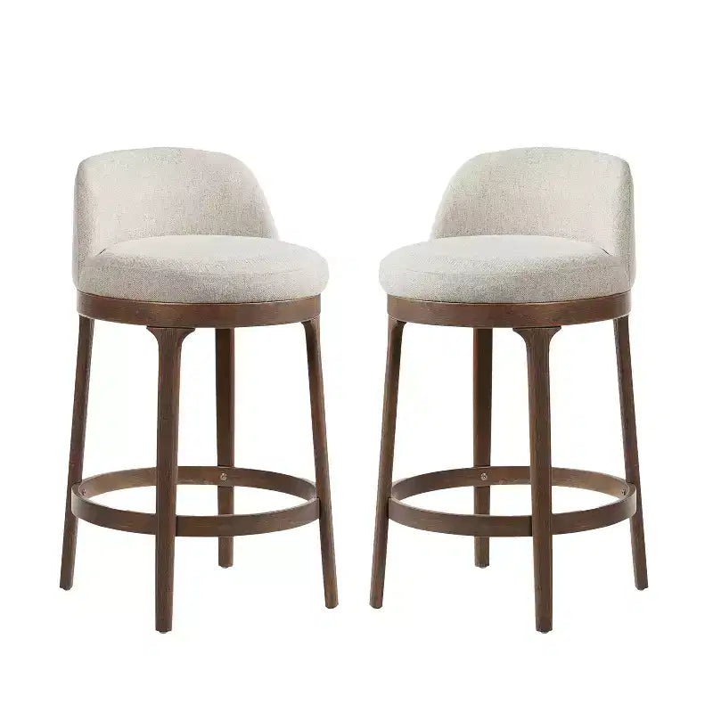 Christopher Knight Home Shinji Modern Rubberwood Upholstered Bar Stools (Set of 2)