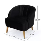 TUYOHW Velvet Upholstered Club Chair,Armchair with Curved Backrest,Channel Stitching,Splayed Rubberwood Legs,Accent Chair for Living Room,Bedroom