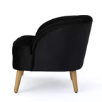 TUYOHW Velvet Upholstered Club Chair,Armchair with Curved Backrest,Channel Stitching,Splayed Rubberwood Legs,Accent Chair for Living Room,Bedroom