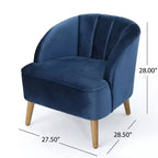 TUYOHW Velvet Upholstered Club Chair,Armchair with Curved Backrest,Channel Stitching,Splayed Rubberwood Legs,Accent Chair for Living Room,Bedroom