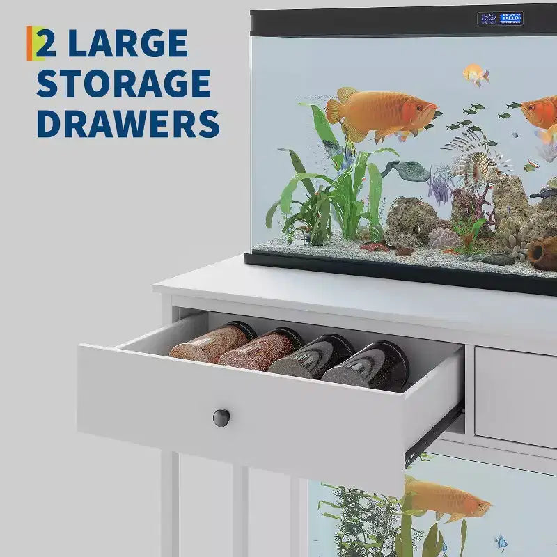 40-50 Gallon Fish Tank Stand, 2 Aquarium Reptile Tank Stand with Storage Drawers, Height Adjustable Feet, 660LBS Capacity