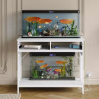 40-50 Gallon Fish Tank Stand, 2 Aquarium Reptile Tank Stand with Storage Drawers, Height Adjustable Feet, 660LBS Capacity