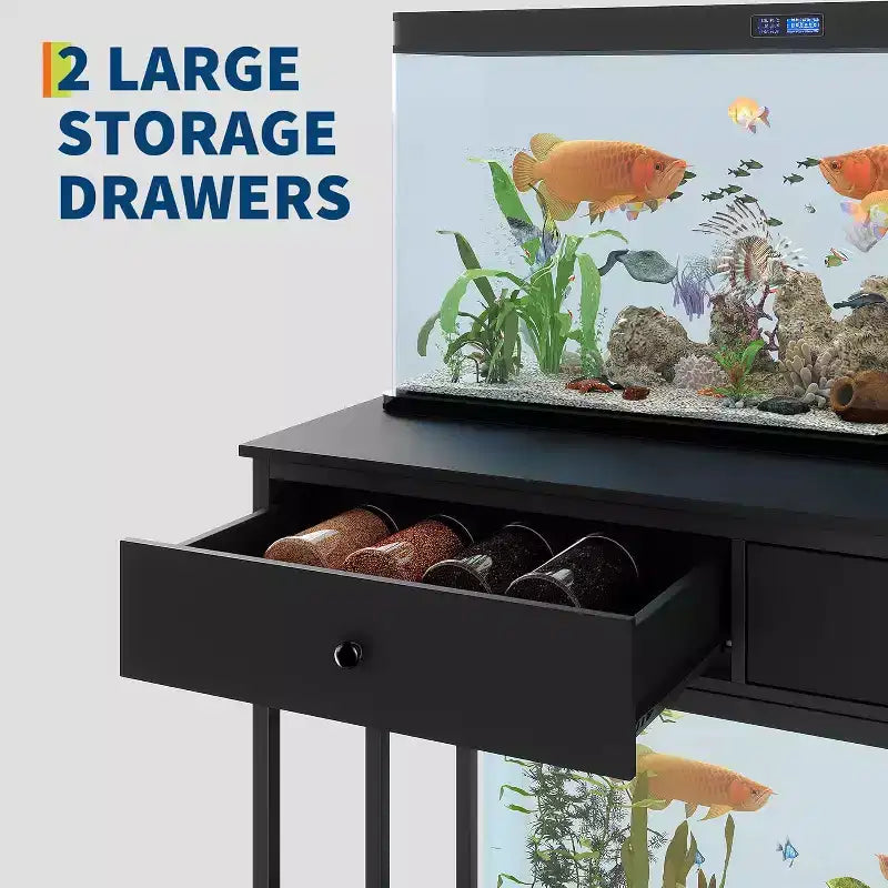 40-50 Gallon Fish Tank Stand, 2 Aquarium Reptile Tank Stand with Storage Drawers, Height Adjustable Feet, 660LBS Capacity
