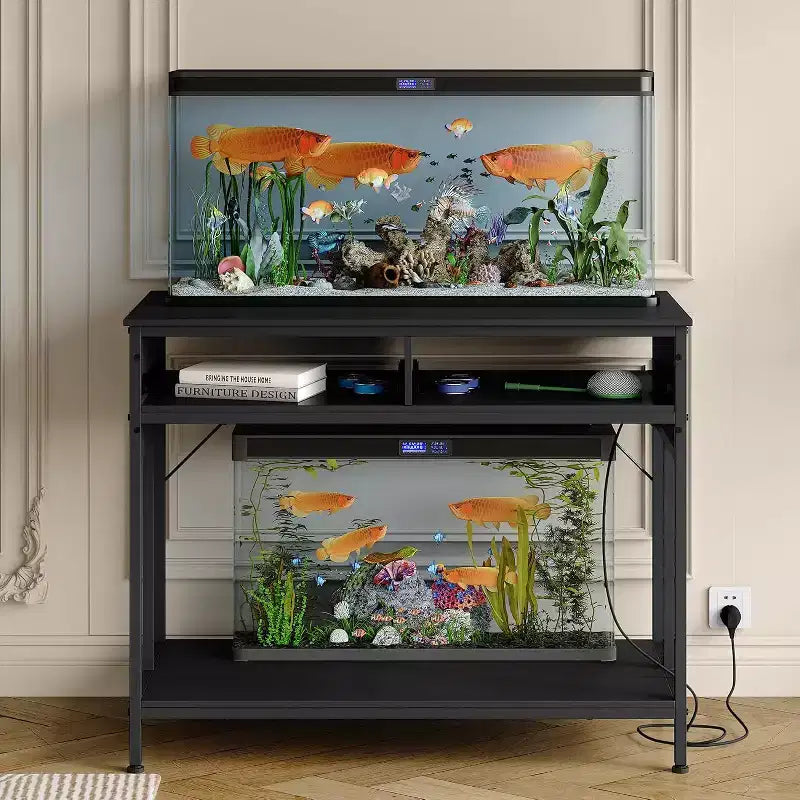 40-50 Gallon Fish Tank Stand, 2 Aquarium Reptile Tank Stand with Storage Drawers, Height Adjustable Feet, 660LBS Capacity