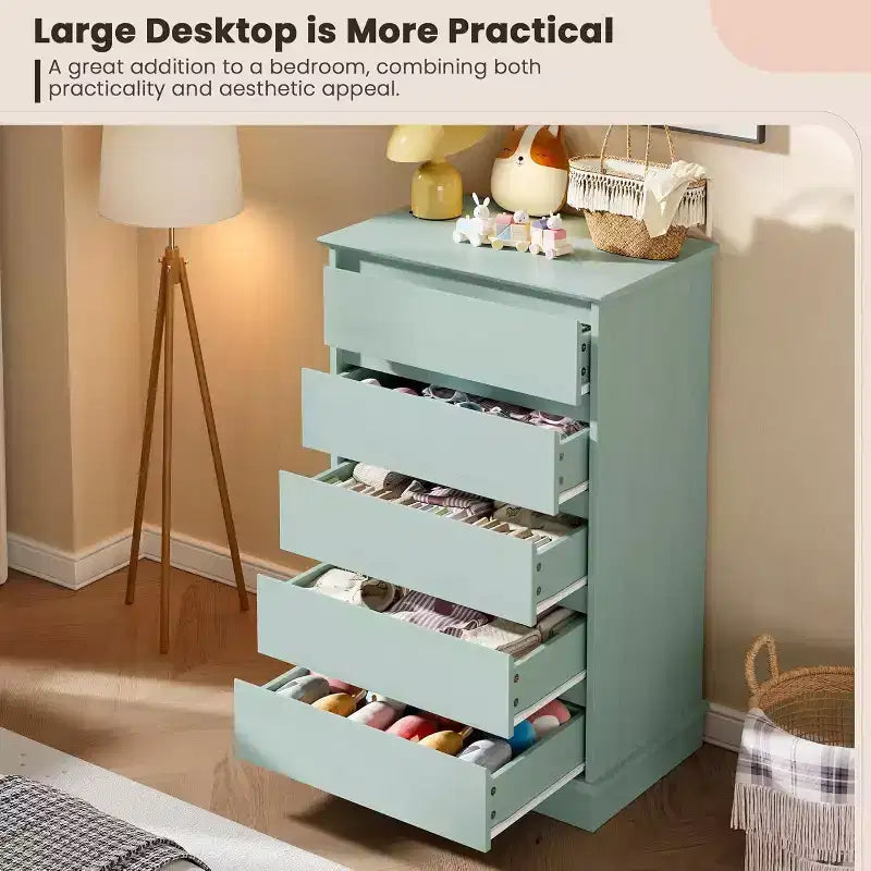 5 Drawer Dressers for Bedroom, Chest of Drawers with Deep Drawers, Large Double Dresser for Closet with Wide Top, Tall Wooden Dresser for Room