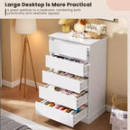 5 Drawer Dressers for Bedroom, Chest of Drawers with Deep Drawers, Large Double Dresser for Closet with Wide Top, Tall Wooden Dresser for Room