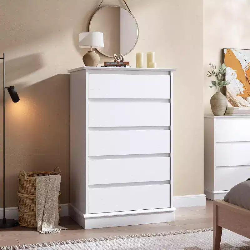 5 Drawer Dressers for Bedroom, Chest of Drawers with Deep Drawers, Large Double Dresser for Closet with Wide Top, Tall Wooden Dresser for Room