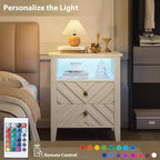 Nightstand with 2 Storage Drawers, Farmhouse Bedside Table with Open Shelf and Sturdy Wooden Legs, Rustic Side Table for Bedroom
