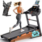 Foldable Treadmill w/ 20% Incline, 12MPH Fast Speed Treadmill w/105 Programs for Home Running Walking, 400LBS Treadmill APP Connected, Wider Belt