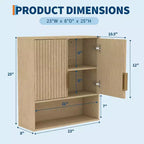 Bathroom Wall Cabinet, 25x23x8 Medicine Cabinet with Adjustable Shelf, Wave-Patterned Door, Storage for Bathroom, Kitchen, Laundry, Entryway