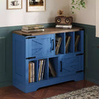 39Record Player Stand, Large Farmhouse Wood Vinyl Storage Cabinet Holds Up to 450 Albums with Barn Doors, Record Player Table for Living Room Bedroom