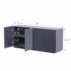 59 Modern Spiral Sideboard Buffet Cabinet, Low Profile Art Entryway Storage Cabinet with 3D Ripple Texture Doors - Panipeachy