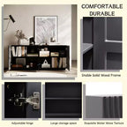 59 Modern Spiral Sideboard Buffet Cabinet, Low Profile Art Entryway Storage Cabinet with 3D Ripple Texture Doors - Panipeachy