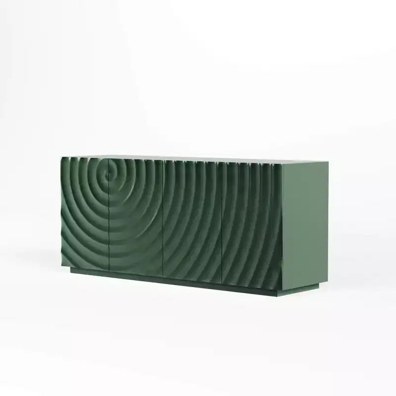 59 Modern Spiral Sideboard Buffet Cabinet, Low Profile Art Entryway Storage Cabinet with 3D Ripple Texture Doors - Panipeachy