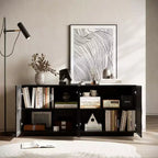 59 Modern Spiral Sideboard Buffet Cabinet, Low Profile Art Entryway Storage Cabinet with 3D Ripple Texture Doors - Panipeachy