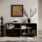 59 Modern Spiral Sideboard Buffet Cabinet, Low Profile Art Entryway Storage Cabinet with 3D Ripple Texture Doors - Panipeachy