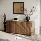 59 Modern Spiral Sideboard Buffet Cabinet, Low Profile Art Entryway Storage Cabinet with 3D Ripple Texture Doors - Panipeachy