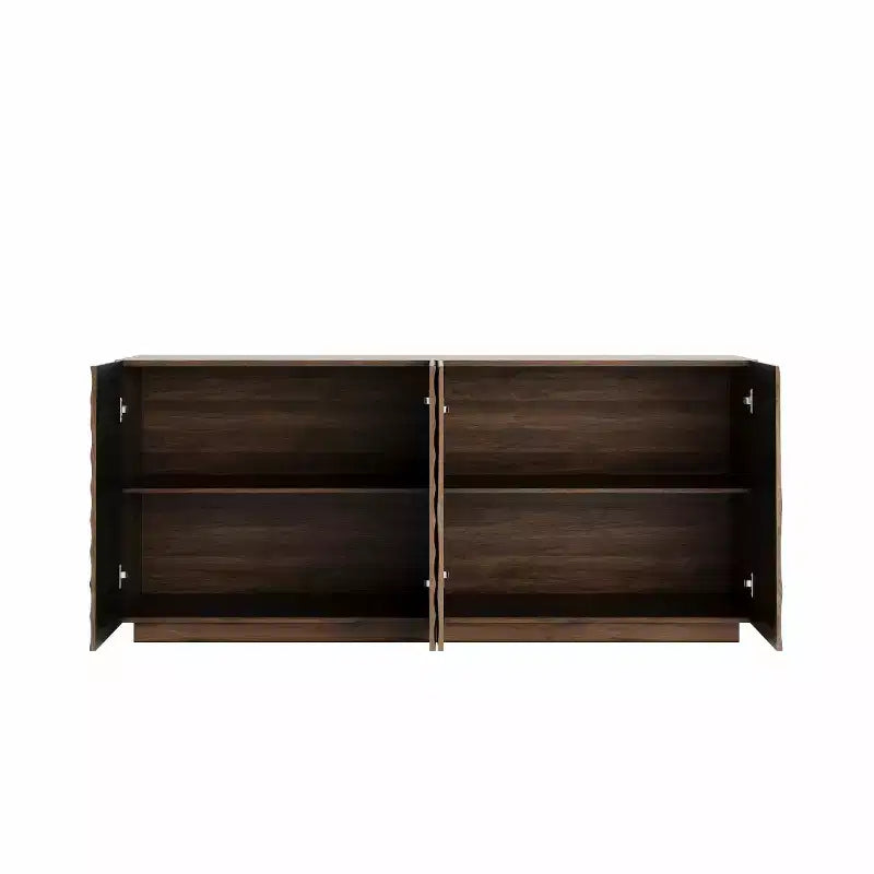 59 Modern Spiral Sideboard Buffet Cabinet, Low Profile Art Entryway Storage Cabinet with 3D Ripple Texture Doors - Panipeachy