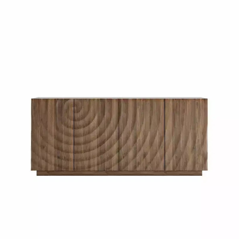 59 Modern Spiral Sideboard Buffet Cabinet, Low Profile Art Entryway Storage Cabinet with 3D Ripple Texture Doors - Panipeachy