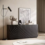 59 Modern Spiral Sideboard Buffet Cabinet, Low Profile Art Entryway Storage Cabinet with 3D Ripple Texture Doors - Panipeachy