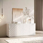 59 Modern Spiral Sideboard Buffet Cabinet, Low Profile Art Entryway Storage Cabinet with 3D Ripple Texture Doors - Panipeachy